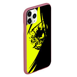 Чехол iPhone 11 Pro матовый Cyberpunk 2077 тексутар, цвет: 3D-малиновый — фото 2