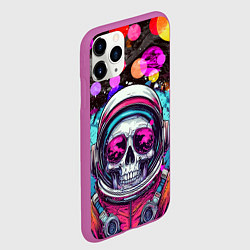 Чехол iPhone 11 Pro матовый Космонавт скелет в космосе, цвет: 3D-фиолетовый — фото 2