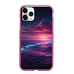 Чехол iPhone 11 Pro матовый Night sea, цвет: 3D-малиновый