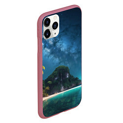 Чехол iPhone 11 Pro матовый Island beach, цвет: 3D-малиновый — фото 2