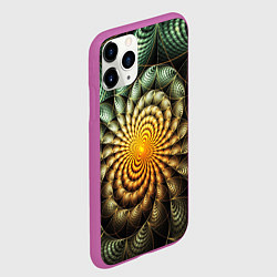 Чехол iPhone 11 Pro матовый Оптический узор фракталы, цвет: 3D-фиолетовый — фото 2