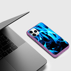 Чехол iPhone 11 Pro матовый Синий огонь текстура, цвет: 3D-фиолетовый — фото 2