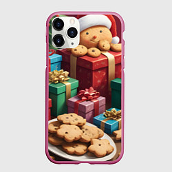 Чехол iPhone 11 Pro матовый Рождественское печенье, цвет: 3D-малиновый
