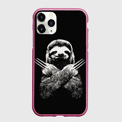 Чехол iPhone 11 Pro матовый Ленивец росомаха, цвет: 3D-малиновый