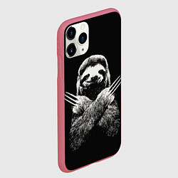 Чехол iPhone 11 Pro матовый Ленивец росомаха, цвет: 3D-малиновый — фото 2