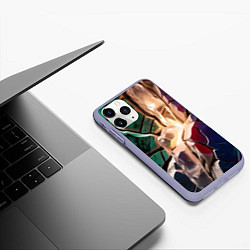 Чехол iPhone 11 Pro матовый Разноцветный мрамор вода, цвет: 3D-светло-сиреневый — фото 2