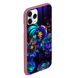 Чехол iPhone 11 Pro матовый Оптический фрактальный цветок, цвет: 3D-малиновый — фото 2