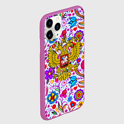 Чехол iPhone 11 Pro матовый Россия гжель нерб, цвет: 3D-фиолетовый — фото 2