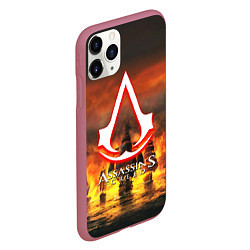 Чехол iPhone 11 Pro матовый Assassins Creed корабли, цвет: 3D-малиновый — фото 2