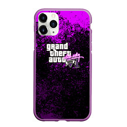 Чехол iPhone 11 Pro матовый GTA 6 vice city брызги красок неон, цвет: 3D-фиолетовый