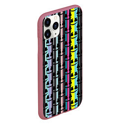 Чехол iPhone 11 Pro матовый Marshmello dj pattern line, цвет: 3D-малиновый — фото 2