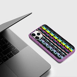 Чехол iPhone 11 Pro матовый Marshmello dj pattern line, цвет: 3D-фиолетовый — фото 2