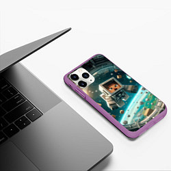 Чехол iPhone 11 Pro матовый An astronaut in outer space - Minecraft, цвет: 3D-фиолетовый — фото 2