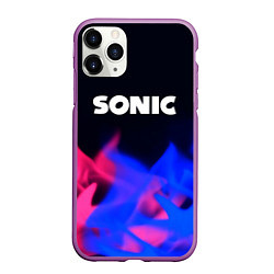 Чехол iPhone 11 Pro матовый Sonic neon flame, цвет: 3D-фиолетовый