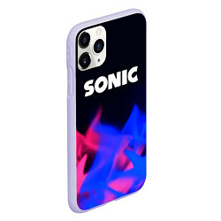 Чехол iPhone 11 Pro матовый Sonic neon flame, цвет: 3D-светло-сиреневый — фото 2