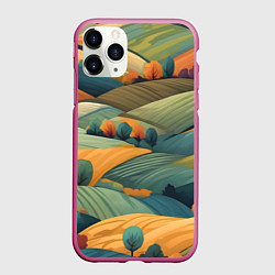 Чехол iPhone 11 Pro матовый Луга поля, цвет: 3D-малиновый