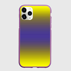 Чехол iPhone 11 Pro матовый Градиент жёлто серый, цвет: 3D-фиолетовый