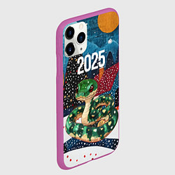 Чехол iPhone 11 Pro матовый Зеленая новогодняя змея с пятнами, цвет: 3D-фиолетовый — фото 2