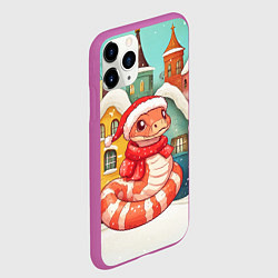 Чехол iPhone 11 Pro матовый Рыжая праздничная змейка, цвет: 3D-фиолетовый — фото 2