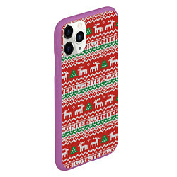 Чехол iPhone 11 Pro матовый Deer christmas pattern, цвет: 3D-фиолетовый — фото 2