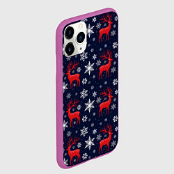 Чехол iPhone 11 Pro матовый Олени новогодние, цвет: 3D-фиолетовый — фото 2
