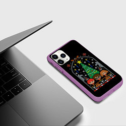 Чехол iPhone 11 Pro матовый Гарри Поттер - Новый год, цвет: 3D-фиолетовый — фото 2