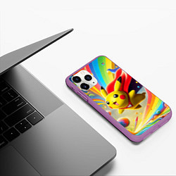 Чехол iPhone 11 Pro матовый Super Pikachu - ai art fantasy, цвет: 3D-фиолетовый — фото 2