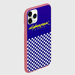 Чехол iPhone 11 Pro матовый Cyberpunk 2077 клетка, цвет: 3D-малиновый — фото 2