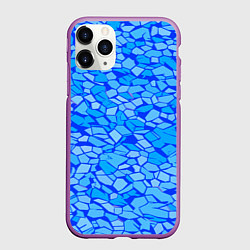 Чехол iPhone 11 Pro матовый Голубые плитки на синем фоне, цвет: 3D-фиолетовый