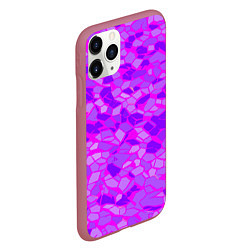 Чехол iPhone 11 Pro матовый Фиолетовые плитки на розовом фоне, цвет: 3D-малиновый — фото 2