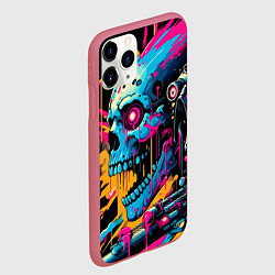 Чехол iPhone 11 Pro матовый Cool cyber skull - ai art, цвет: 3D-малиновый — фото 2