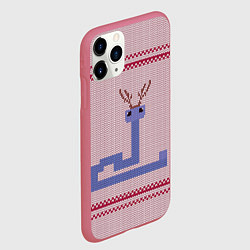 Чехол iPhone 11 Pro матовый Новогодняя змейка узор, цвет: 3D-малиновый — фото 2
