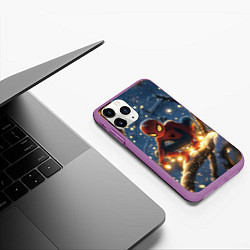 Чехол iPhone 11 Pro матовый Человек-паук на новогодней елке, цвет: 3D-фиолетовый — фото 2