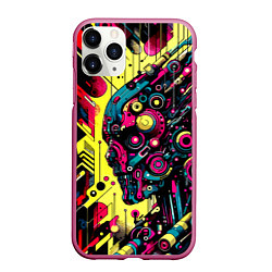 Чехол iPhone 11 Pro матовый Cyber profile - ai art fantasy, цвет: 3D-малиновый