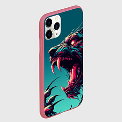 Чехол iPhone 11 Pro матовый Свирепый оборотень - нейроарт, цвет: 3D-малиновый — фото 2