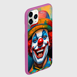 Чехол iPhone 11 Pro матовый Нейросеть - безумный клоун, цвет: 3D-фиолетовый — фото 2