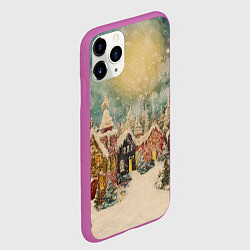 Чехол iPhone 11 Pro матовый Милый новогодний городок, цвет: 3D-фиолетовый — фото 2