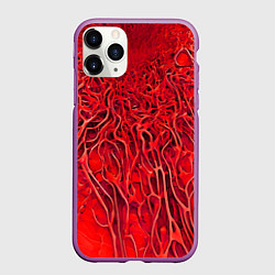 Чехол iPhone 11 Pro матовый Красный симбионт абстракция, цвет: 3D-фиолетовый