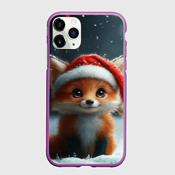 Чехол iPhone 11 Pro матовый Лисенок новогодний, цвет: 3D-фиолетовый