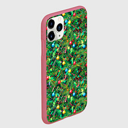 Чехол iPhone 11 Pro матовый Разноцветные шары на ёлке, цвет: 3D-малиновый — фото 2