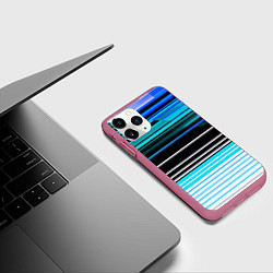 Чехол iPhone 11 Pro матовый Разноцветные вертикальные линии, цвет: 3D-малиновый — фото 2