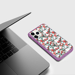 Чехол iPhone 11 Pro матовый Ветки рябины в снегу, цвет: 3D-фиолетовый — фото 2