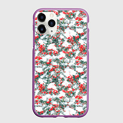 Чехол iPhone 11 Pro матовый Ветки рябины в снегу, цвет: 3D-фиолетовый