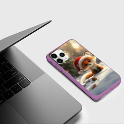 Чехол iPhone 11 Pro матовый Маленькая новогодняя лисичка, цвет: 3D-фиолетовый — фото 2