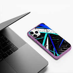 Чехол iPhone 11 Pro матовый Разноцветные праздничные линии, цвет: 3D-фиолетовый — фото 2