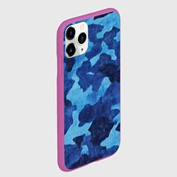 Чехол iPhone 11 Pro матовый Синий камуфляж, цвет: 3D-фиолетовый — фото 2
