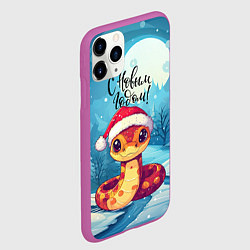 Чехол iPhone 11 Pro матовый С новым годом - милая змейка, цвет: 3D-фиолетовый — фото 2