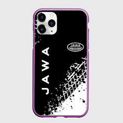 Чехол iPhone 11 Pro матовый Jawa - следы от шин, цвет: 3D-фиолетовый