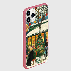 Чехол iPhone 11 Pro матовый Новогодние посиделки, цвет: 3D-малиновый — фото 2