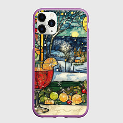 Чехол iPhone 11 Pro матовый Уютная новогодняя атмосфера, цвет: 3D-фиолетовый